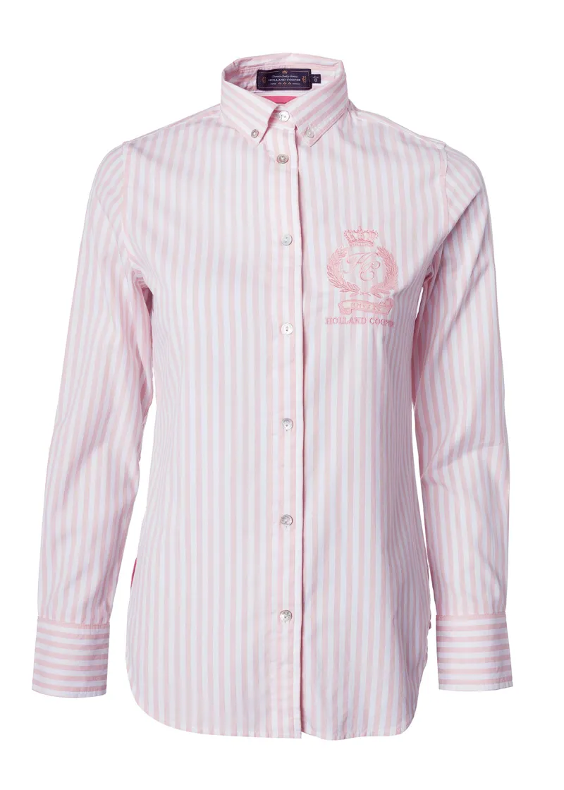 Holland Cooper Classic Button Down Shirt Pink Stripe-7