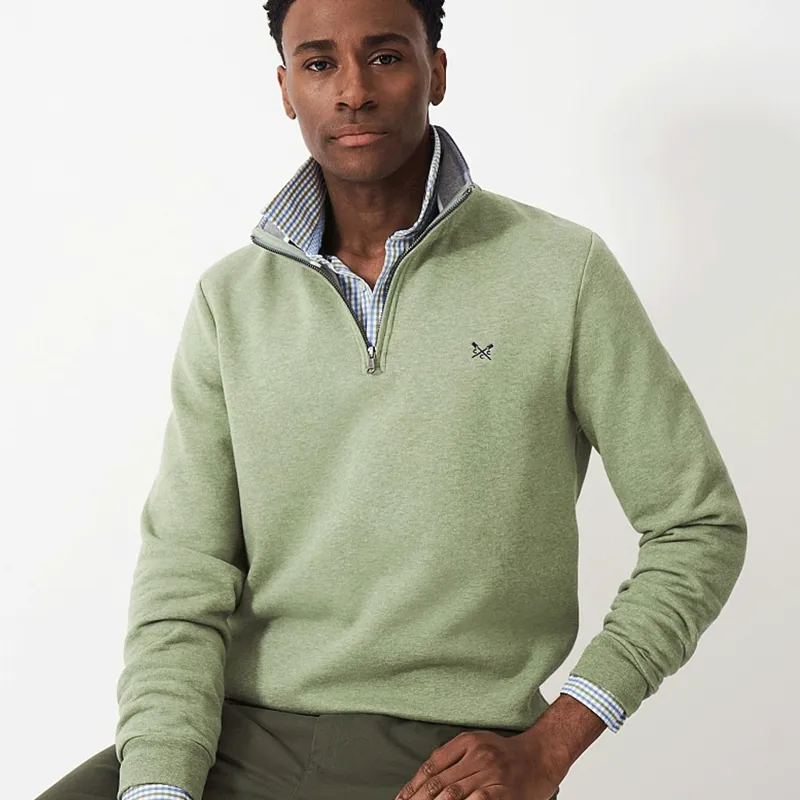 Crew Classic Half Zip Sweatshirt Artichoke Marl-1