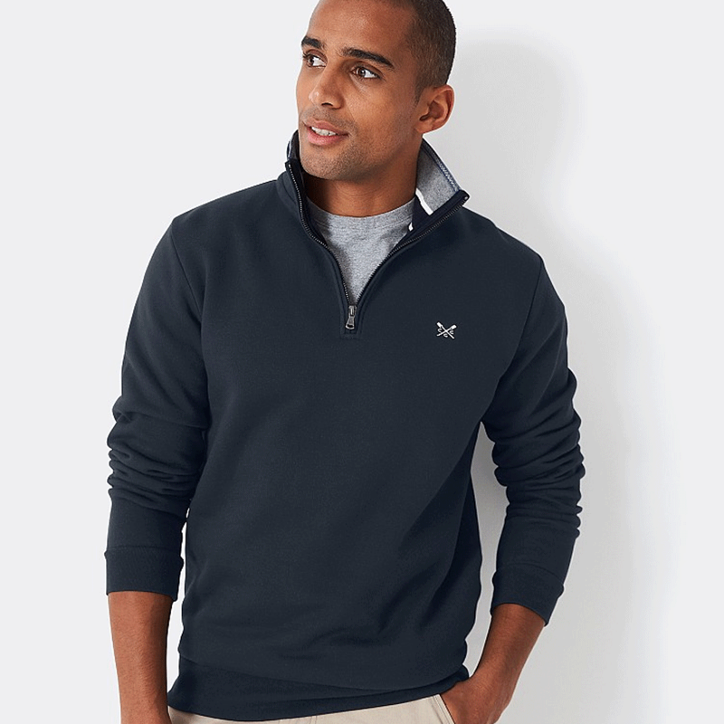 Crew Clothing Classic Half Zip Sweatshirt Navy-1