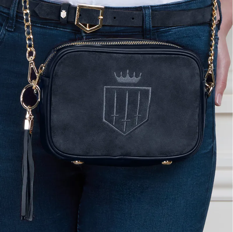 Fairfax and Favor Finsbury Cross Body Bag Navy Suede -3