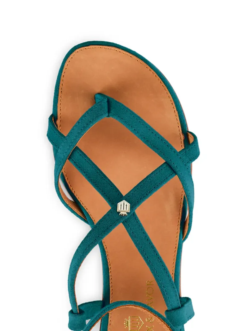 Fairfax and Favor Brancaster Sandal Ocean Suede-1