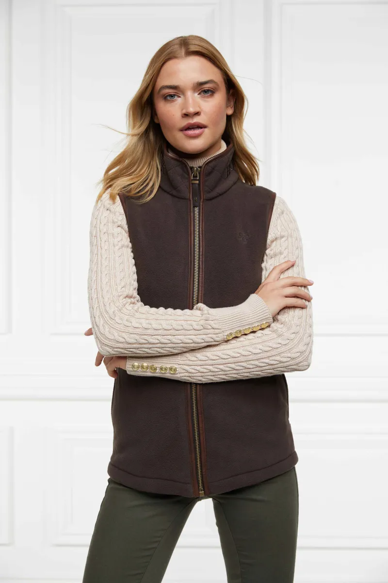 Holland Cooper Country Fleece Gilet Chocolate-4