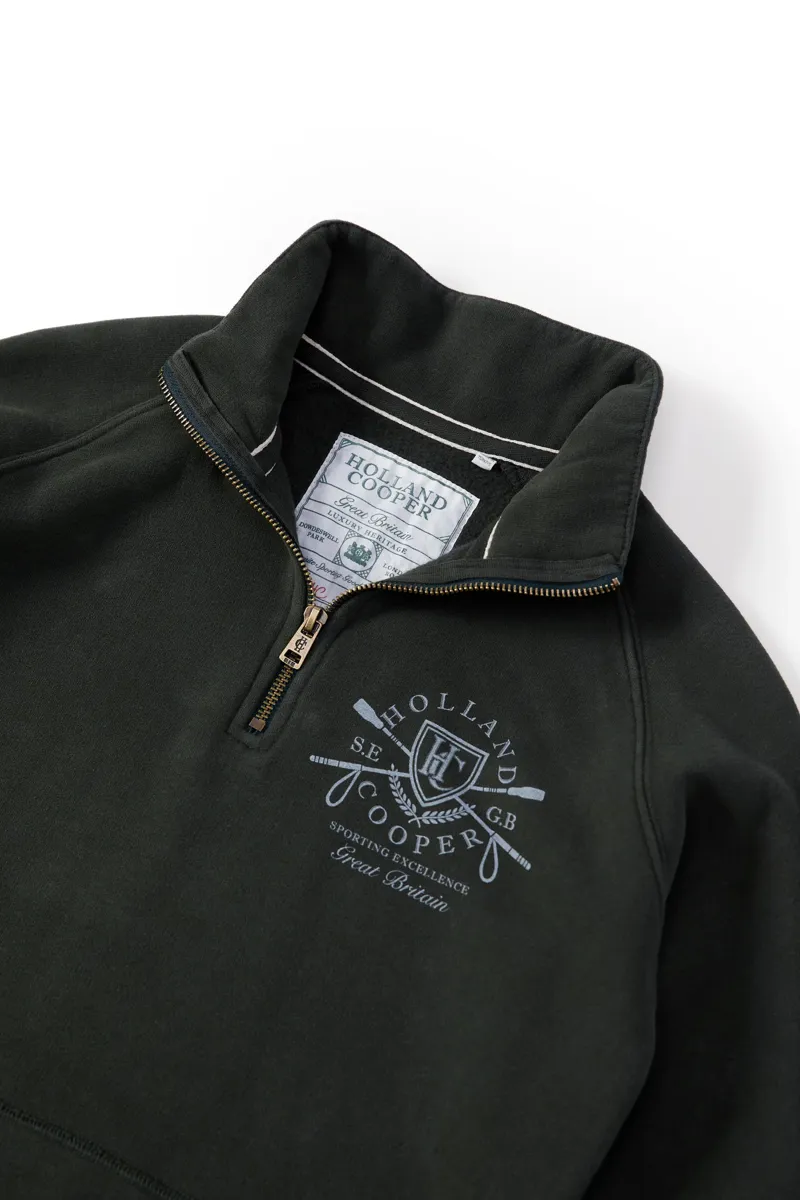 Holland Cooper Crest Zip Henley Racing Green-5