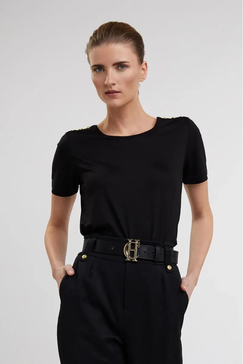 Holland Cooper Relax Fit Crew Neck Tee Black-1