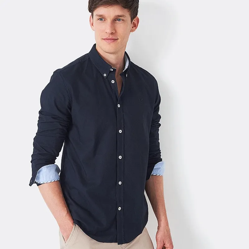 Crew Clothing Slim Fit Oxford Shirt Navy-1