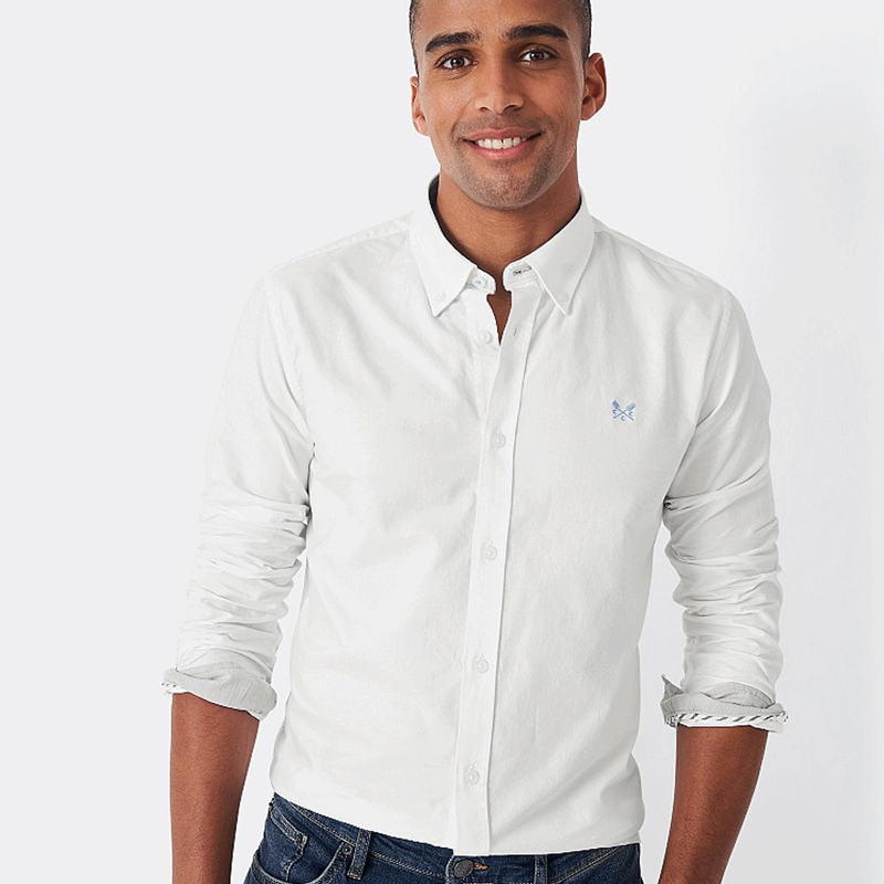 Crew Slim Fit Oxford Shirt White-1