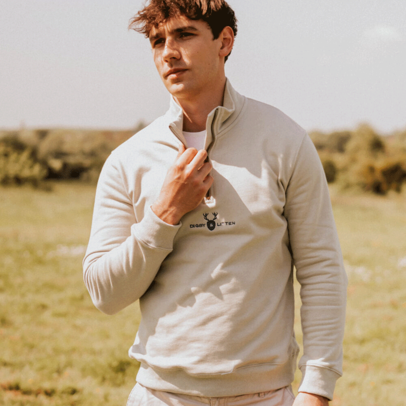 Digby and Litten Quarter Zip Jumper Sage-1