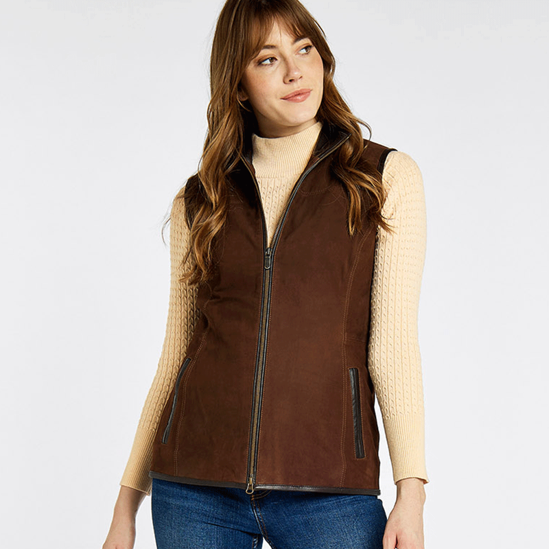 Dubarry Kingston Leather Gilet Walnut-1