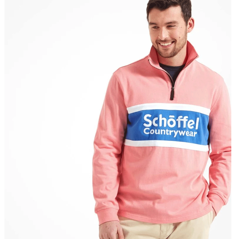 Schoffel Exeter Unisex Quarter Zip Jumper Flamingo-1