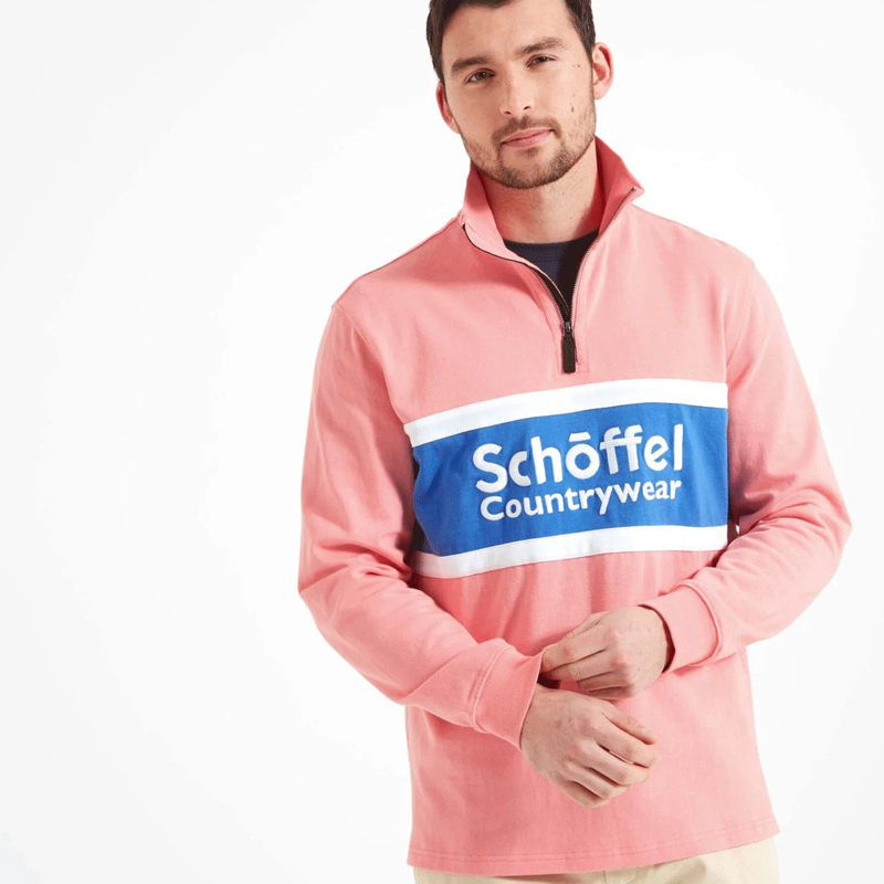 Schoffel Exeter Unisex Quarter Zip Jumper Flamingo-3