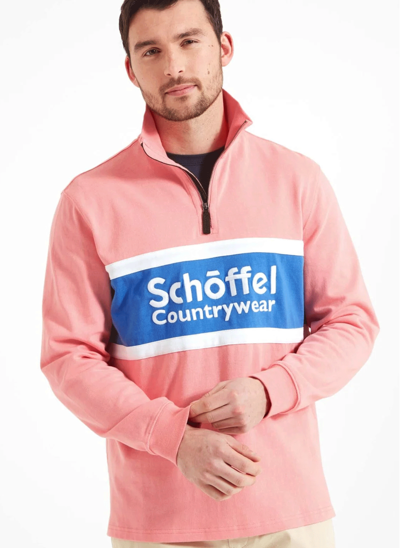 Schoffel Exeter Unisex Quarter Zip Jumper Flamingo-2