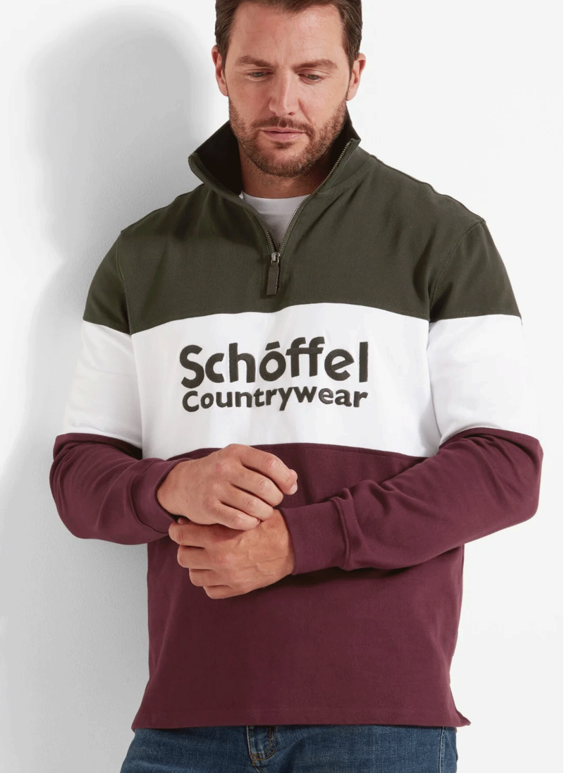 Schoffel Exeter Unisex Heritage Quarter Zip Jumper Wine-2