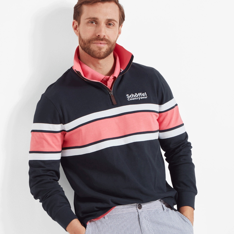 Schoffel Exmouth Heritage Quarter Zip Jumper Navy-1