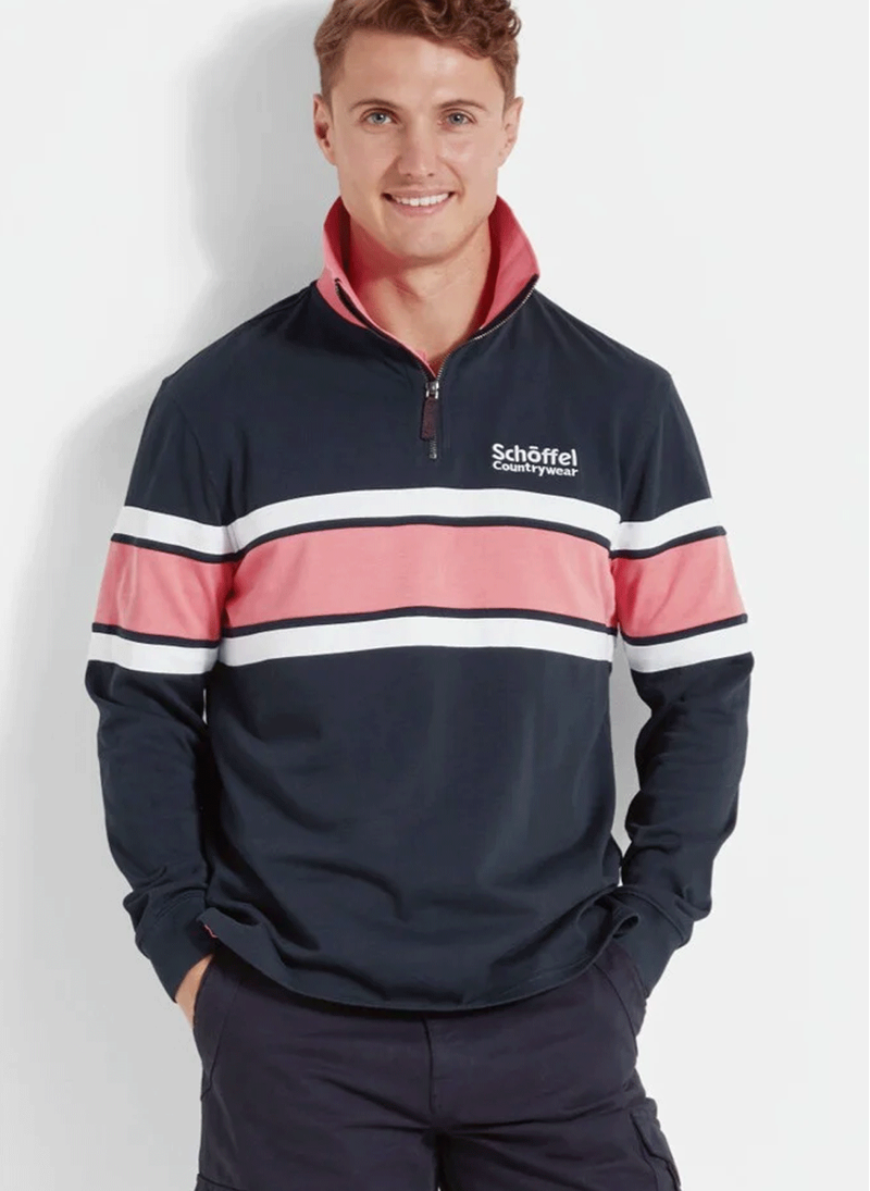 Schoffel Exmouth Heritage Quarter Zip Jumper Navy-2