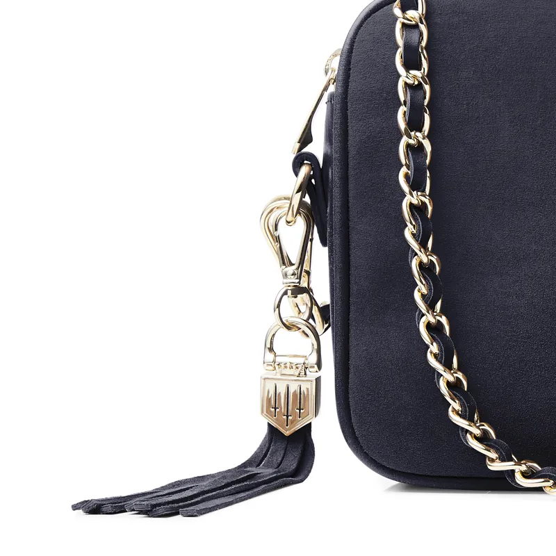 Fairfax and Favor Finsbury Cross Body Bag Navy Suede -4