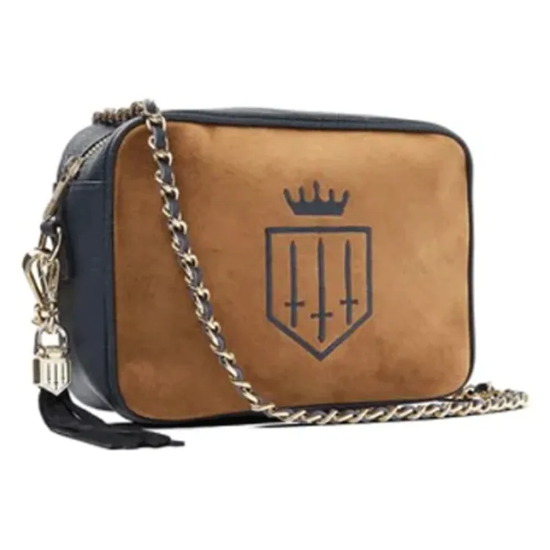 Fairfax and Favor Finsbury Cross Body Bag Tan Navy Suede
