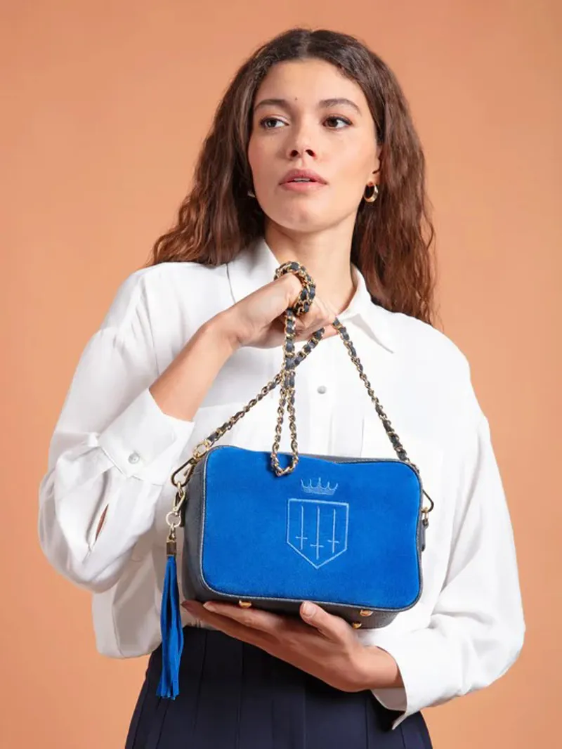 Fairfax and Favor Finsbury Cross Body Bag Porto Blue Navy Suede-6