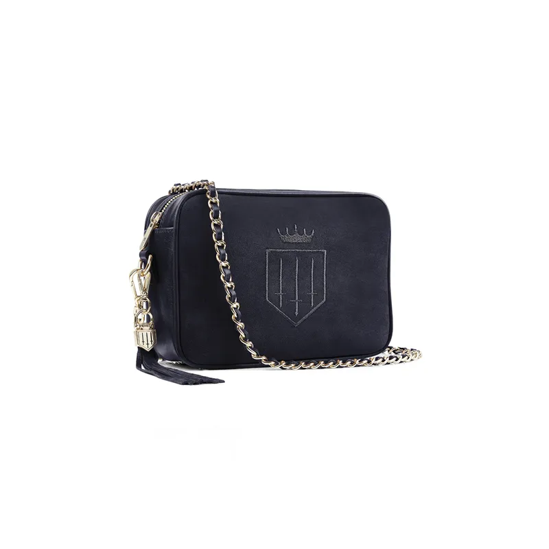 Fairfax and Favor Finsbury Cross Body Bag Navy Suede -1