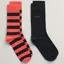 Gant Barstriped and Solid Socks 2 Pack Sunset Pink
