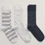 Gant Patterned Socks 3 Pack Light Grey Melange