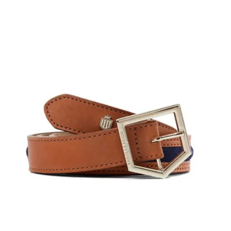 Fairfax and Favor Hampton Belt Leather and Suede Tan Navy