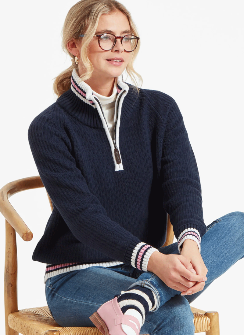 Schoffel Havelet Bay Quarter Zip Jumper Navy-2