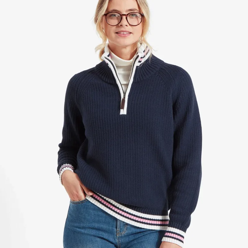 Schoffel Havelet Bay Quarter Zip Jumper Navy-1