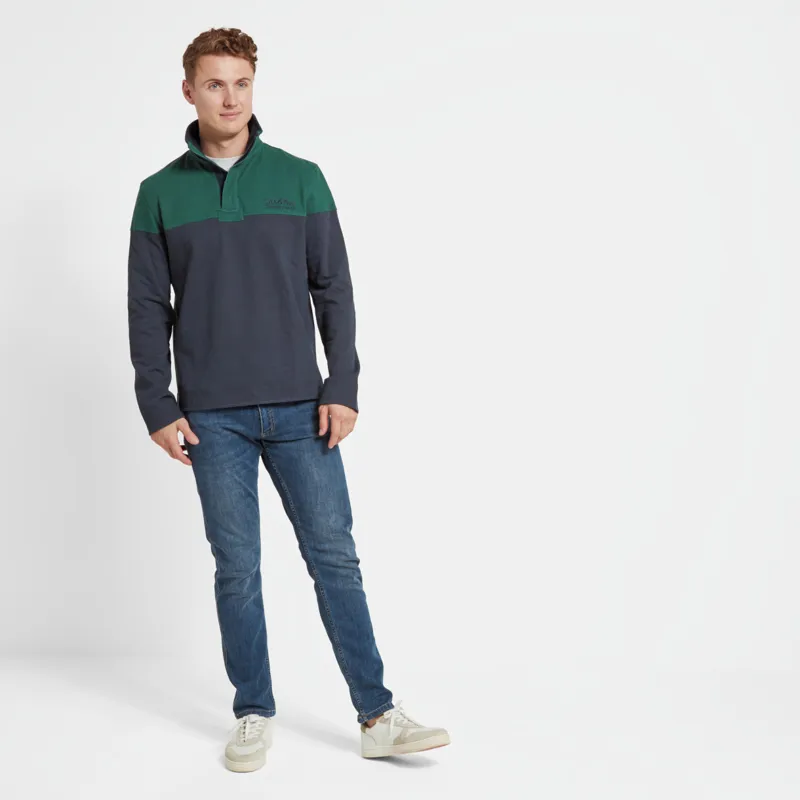 Schoffel Helford Heritage Sweatshirt Navy Pine Green-2