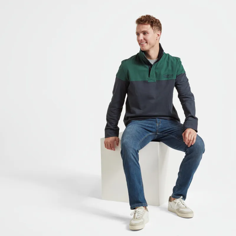 Schoffel Helford Heritage Sweatshirt Navy Pine Green-3