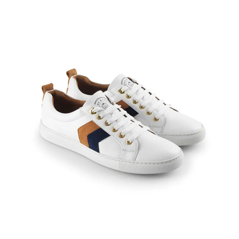 Fairfax and Favor Alexandra White Leather Trainer Navy Tan-6