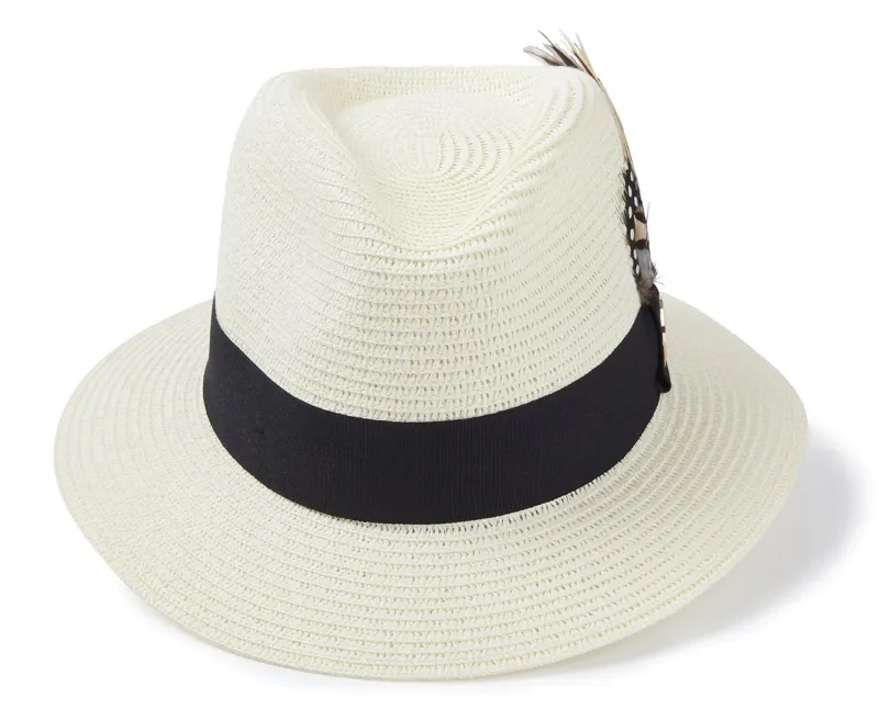 Hicks and Brown Aldeburgh Fedora Guinea Pheasant Cream Black-1