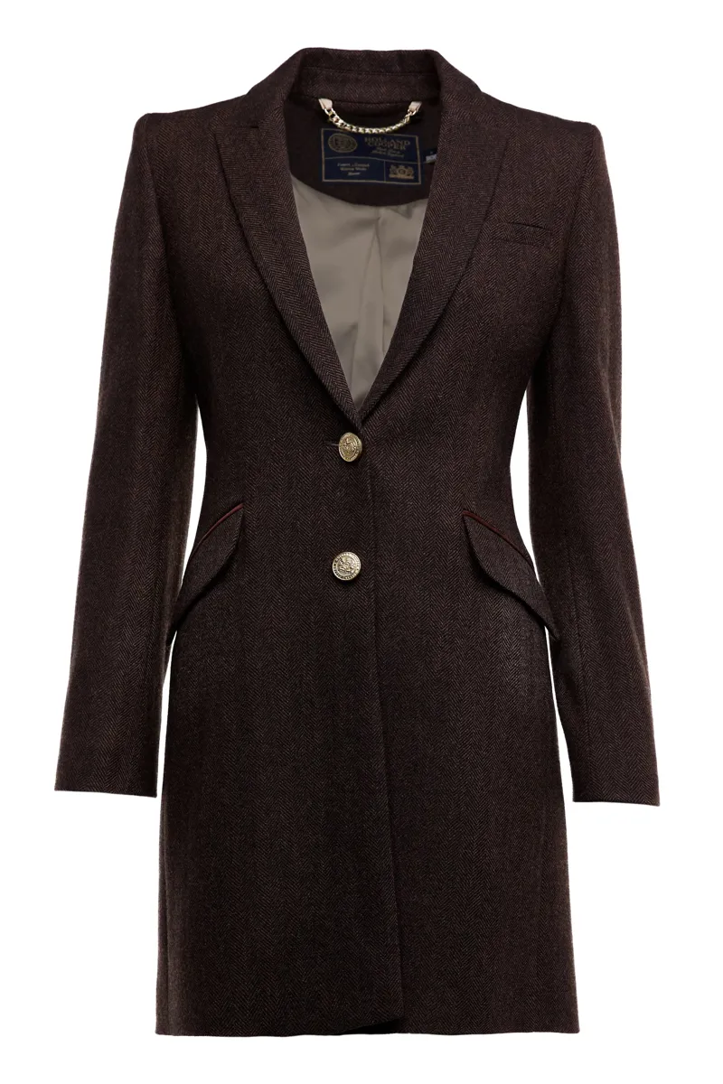 Holland Cooper Highgrove Coat Chocolate Herringbone-4