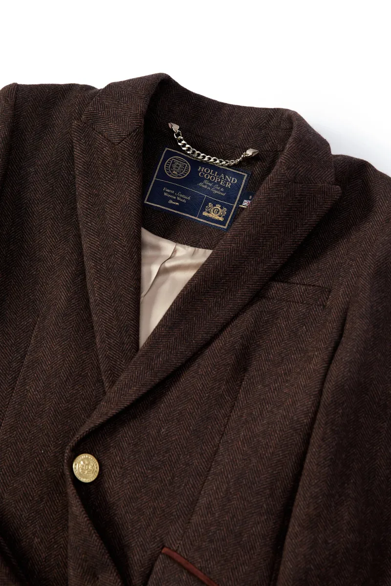 Holland Cooper Highgrove Coat Chocolate Herringbone-8