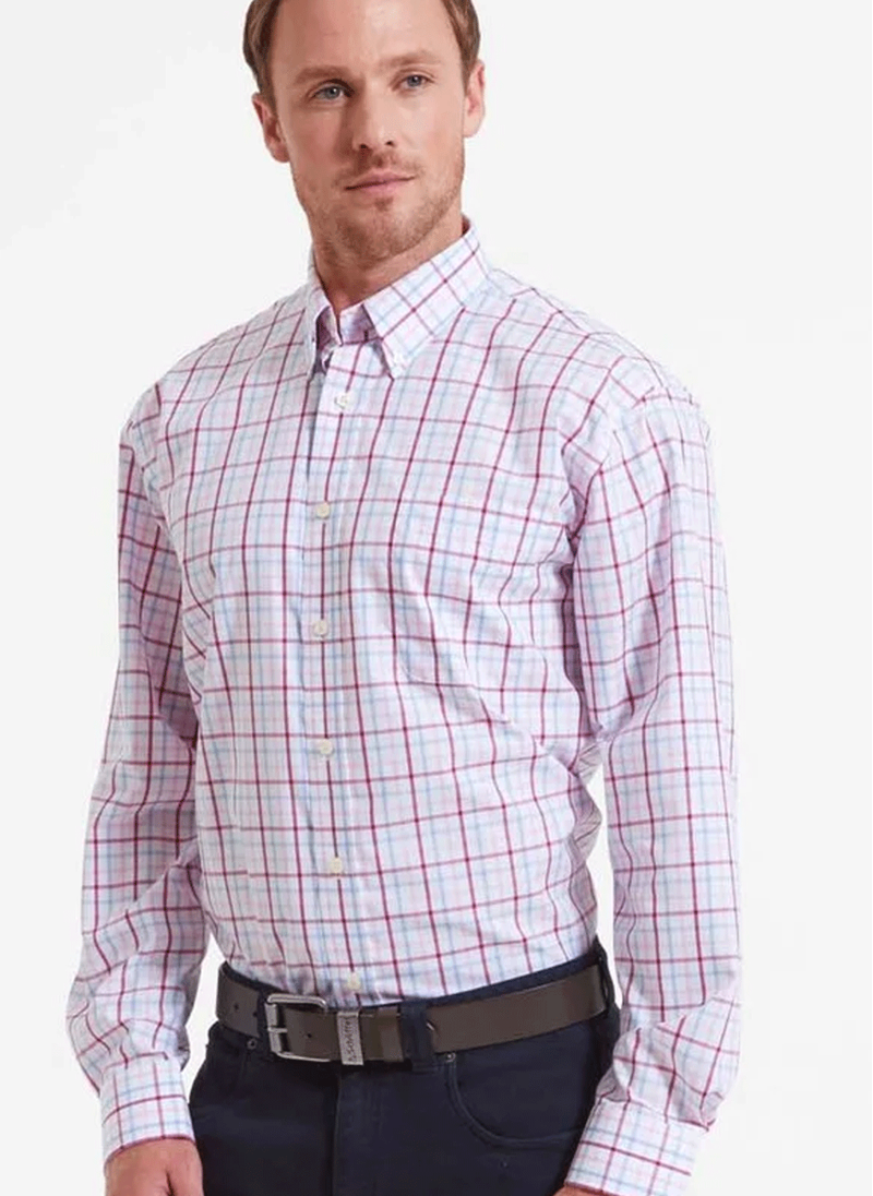 Schoffel Holkham Classic Shirt Pink Blue Raspberry-2