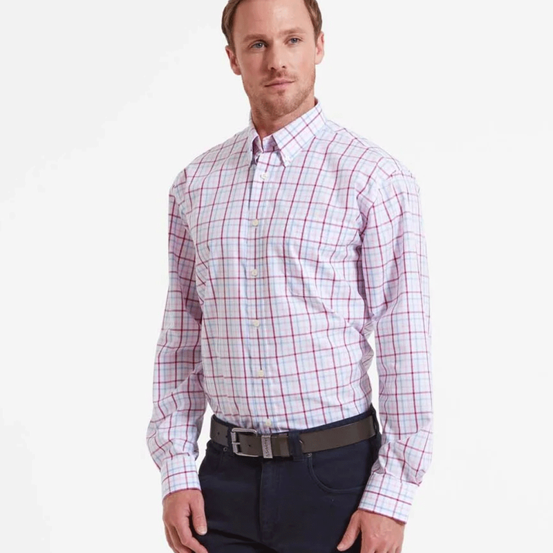 Schoffel Holkham Classic Shirt Pink Blue Raspberry-1
