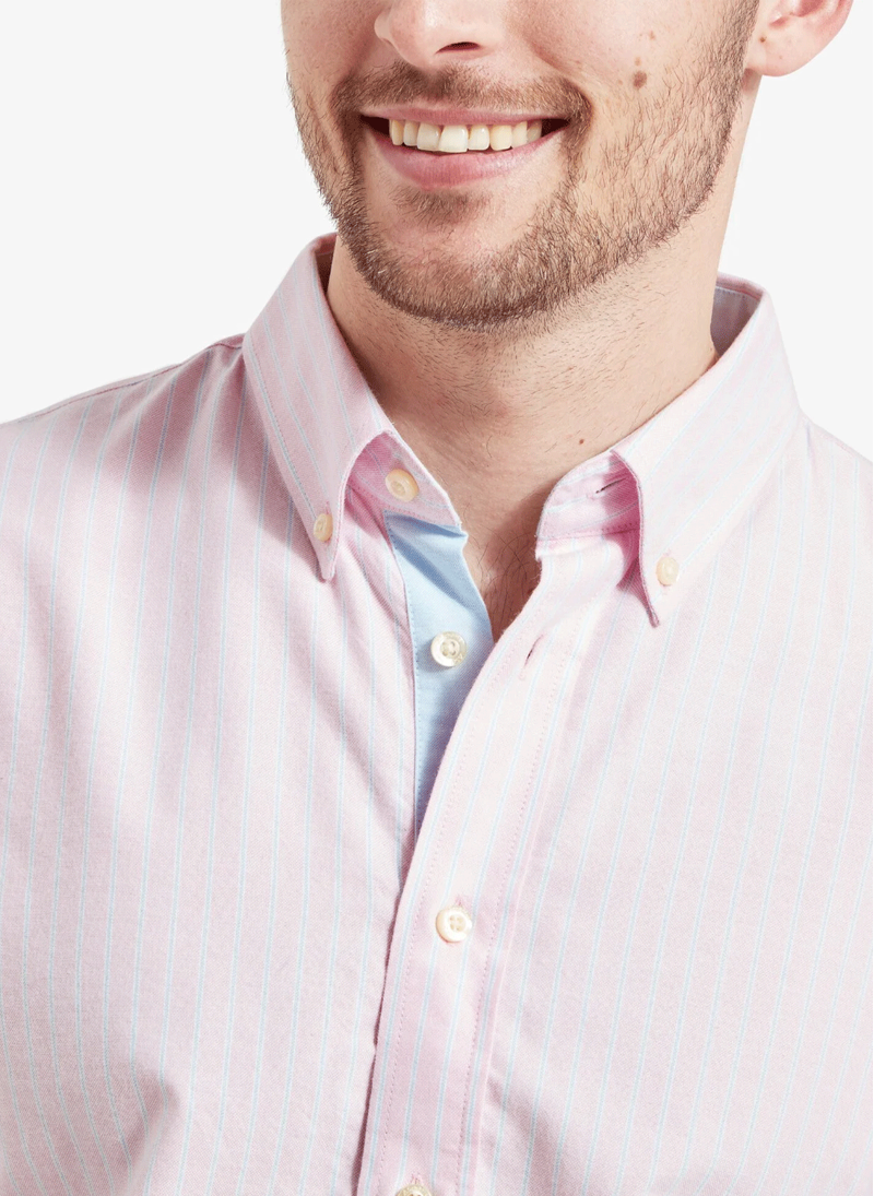 Schoffel Holt Soft Oxford Tailored Shirt Pink/Blue Stripe-3