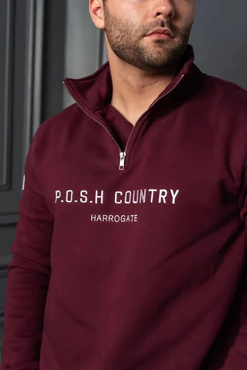 POSH Country Tidal Quarter Zip Jumper Ruby Port-3