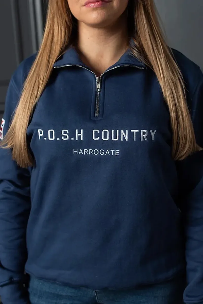 POSH Country Tidal Quarter Zip Jumper Ocean Blue-4