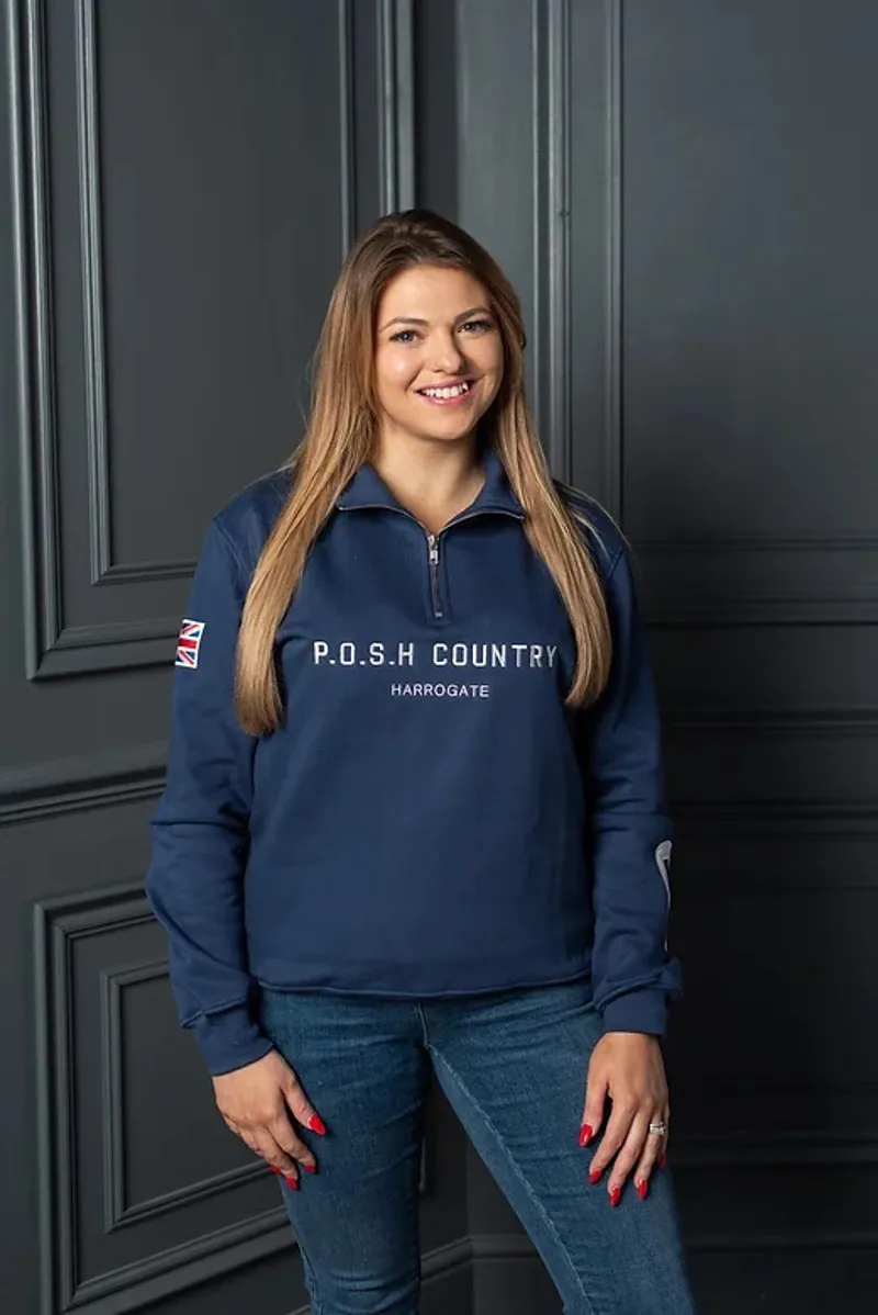 POSH Country Tidal Quarter Zip Jumper Ocean Blue-1