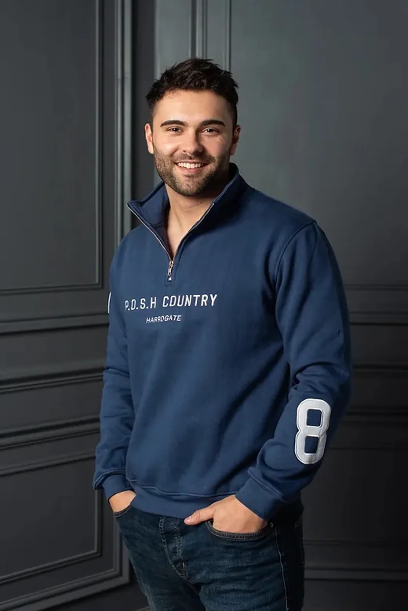 POSH Country Tidal Quarter Zip Jumper Ocean Blue-2