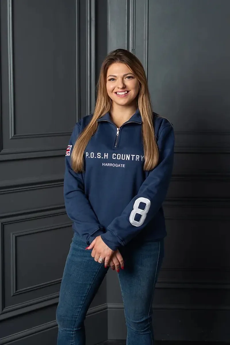 POSH Country Tidal Quarter Zip Jumper Ocean Blue-3