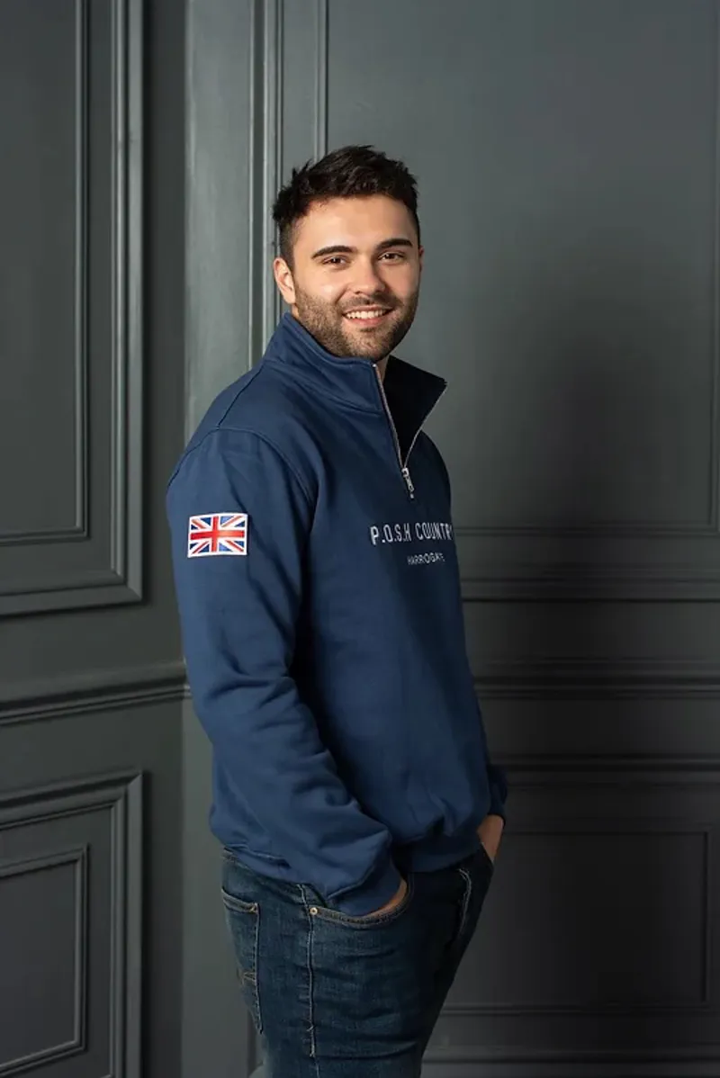 POSH Country Tidal Quarter Zip Jumper Ocean Blue-5