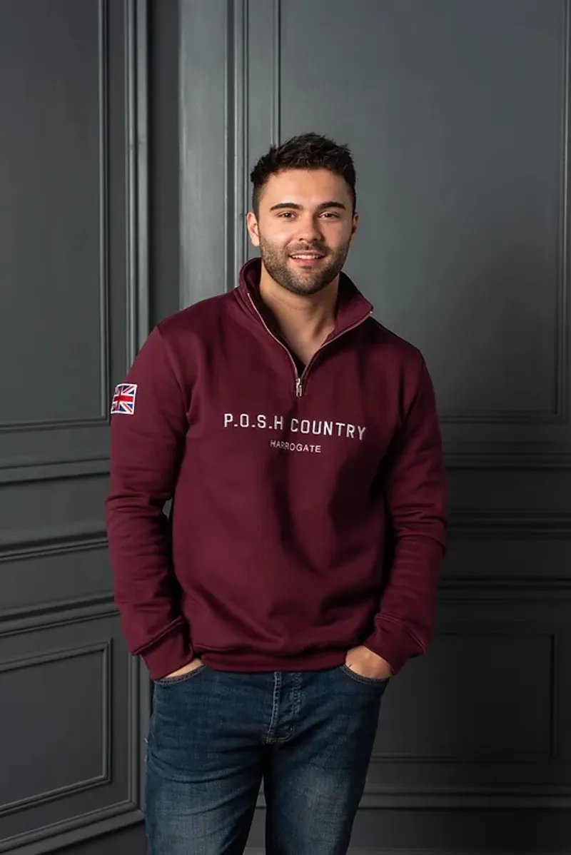 POSH Country Tidal Quarter Zip Jumper Ruby Port-2