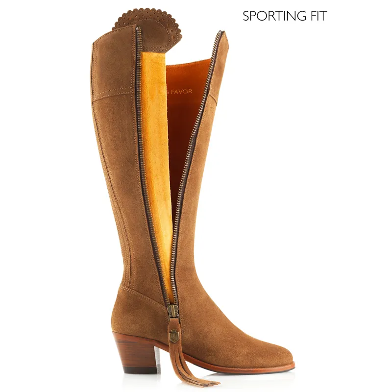Fairfax and Favor Regina Heeled Boots Sporting Fit Tan Suede-4