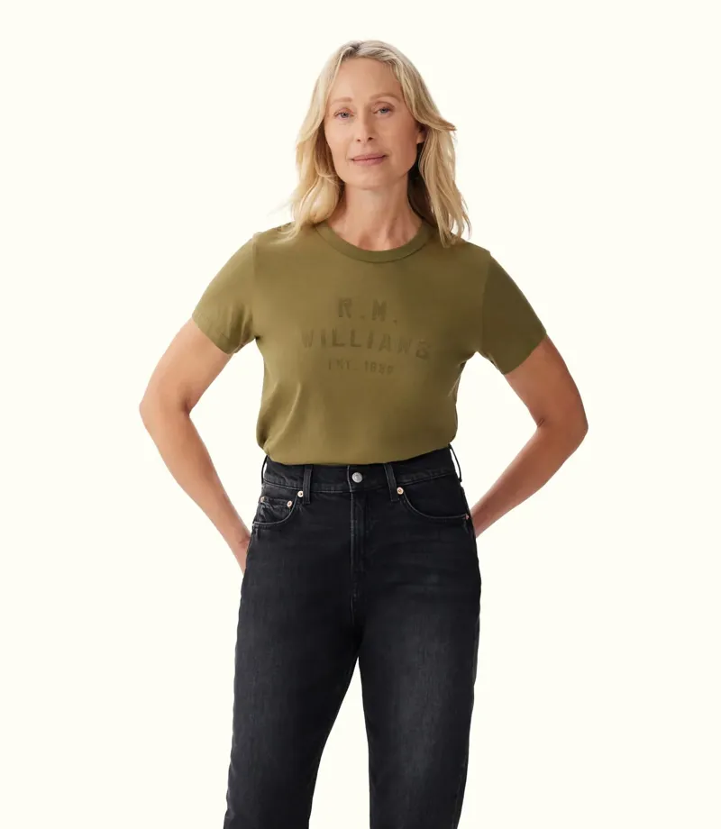 RM Williams Stencil Tee Olive-1