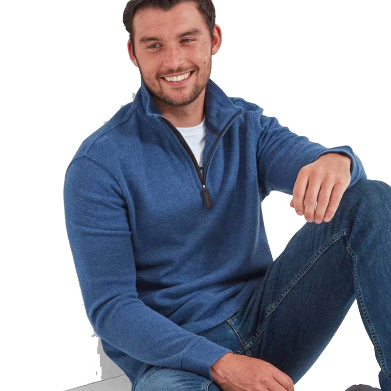 Schoffel Kingsbridge Cotton Quarter Zip Jumper French Navy-1