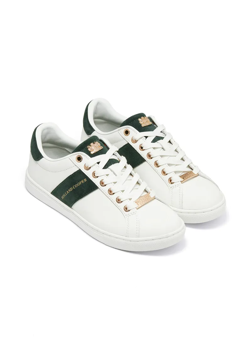 Holland Cooper Knightsbridge Court Trainers White Racing Green-1