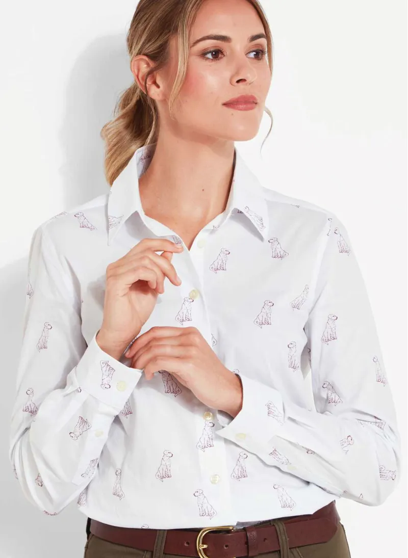 Schoffel Norfolk Shirt Wine Labrador Print-2