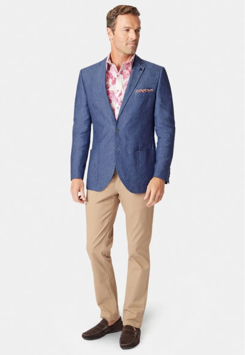 Brook Taverner Tailored Fit Leeds Blue Linen Jacket-1