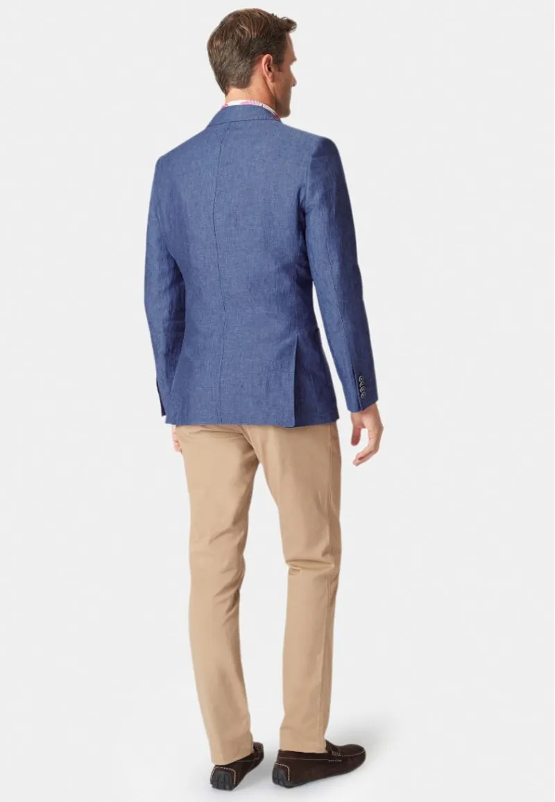 Brook Taverner Tailored Fit Leeds Blue Linen Jacket-2